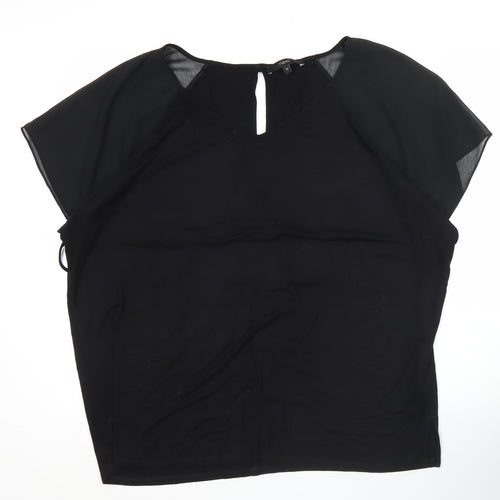 Next Womens Black Blouse Size 12 Scoop Neck Short Sleeve