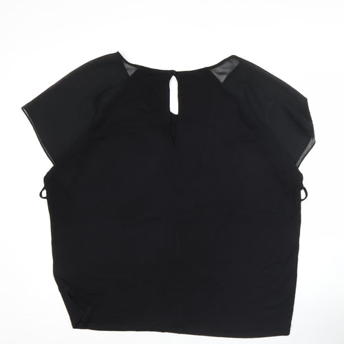Next Womens Black Blouse Size 12 Scoop Neck Short Sleeve