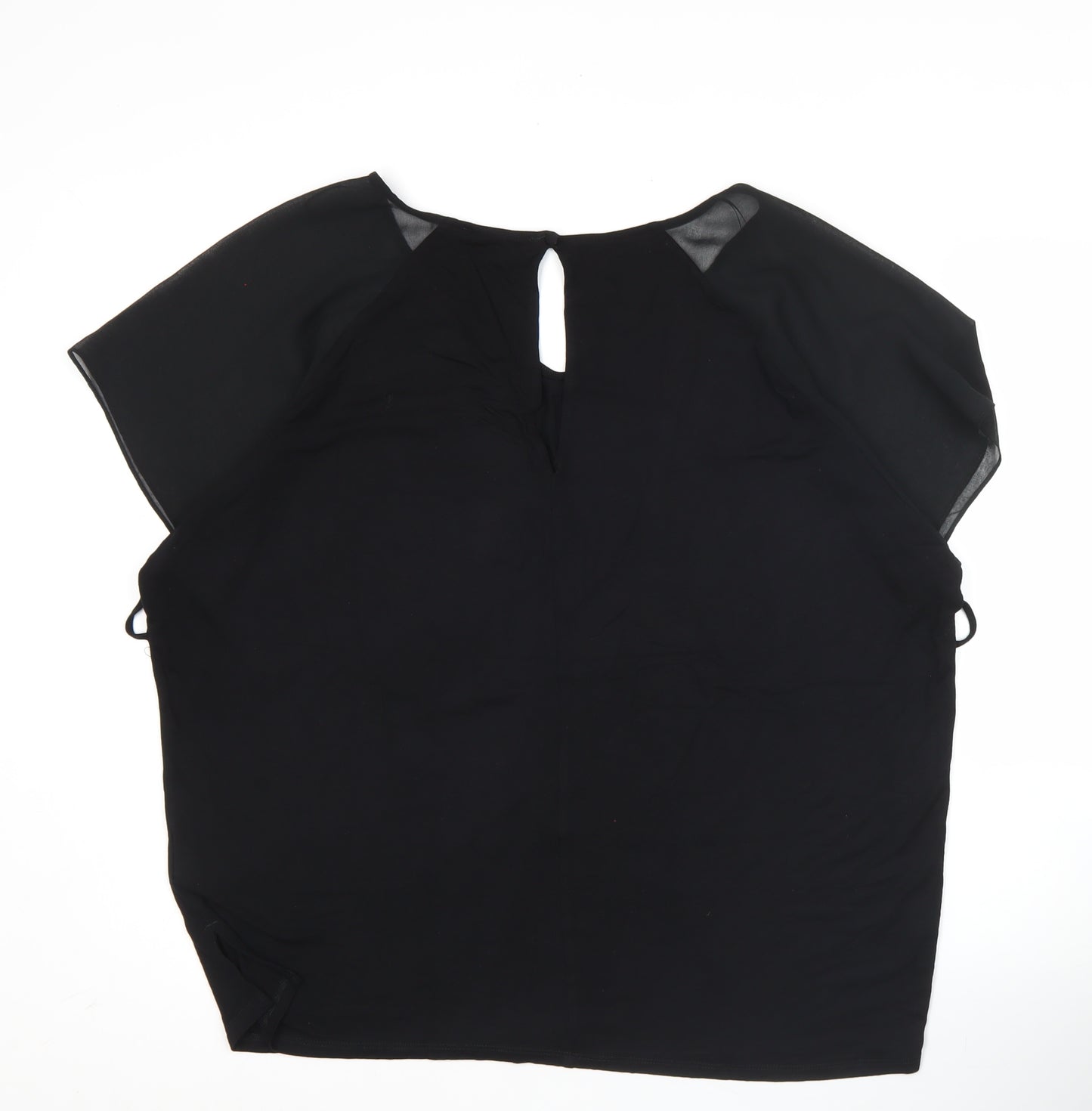 Next Womens Black Blouse Size 12 Scoop Neck Short Sleeve