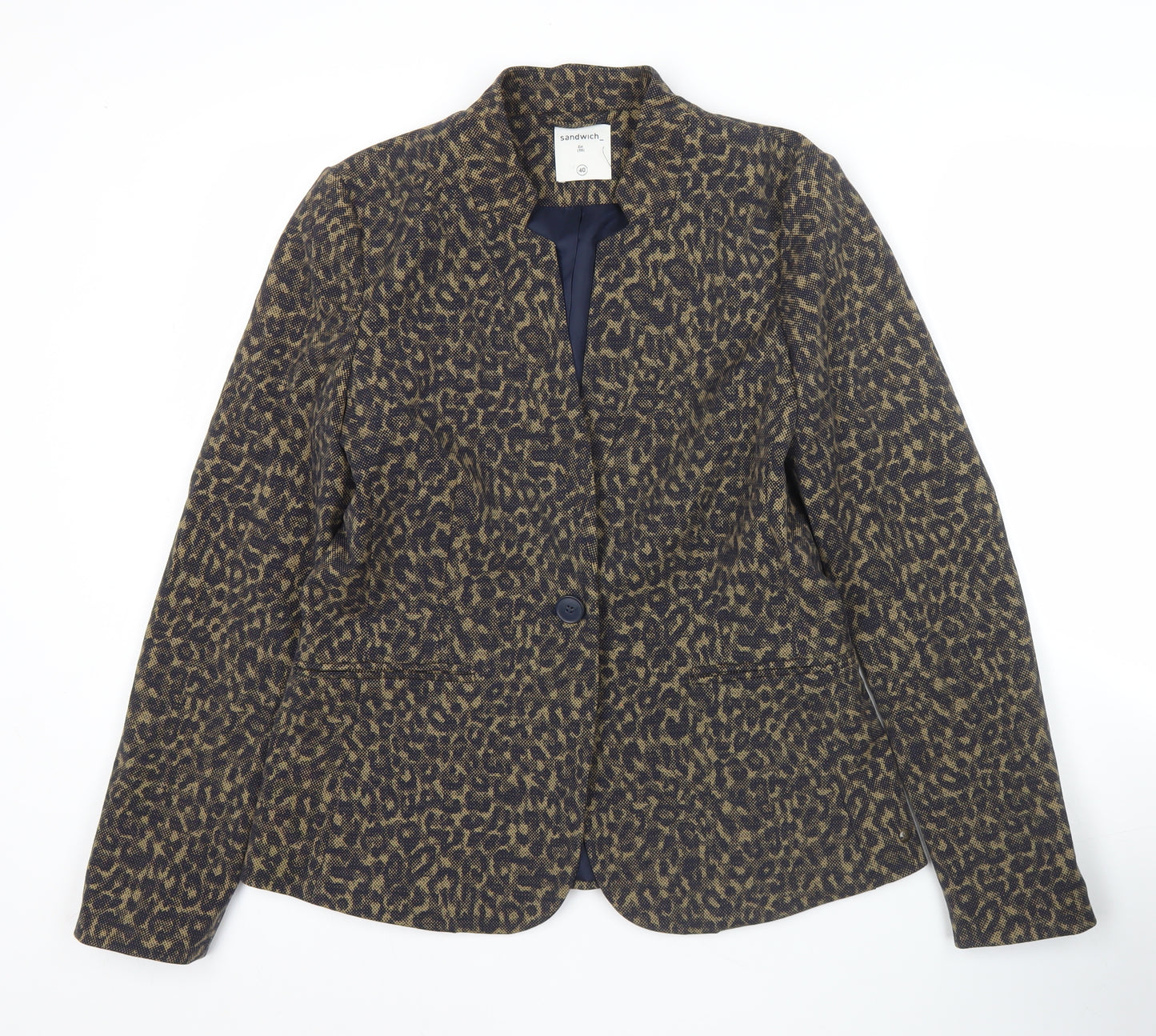 Sandwich Womens Brown Animal Print Blazer Size 12 Regular Fit