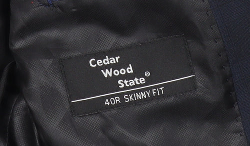 Cedar Wood State Men's Blue Check Slim Fit Blazer Jacket 40R