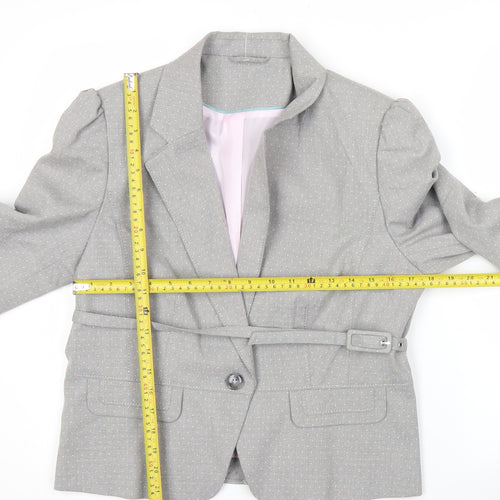 F&F Women Grey Size 16 Tailored Belted Blazer Jacket