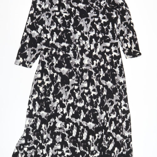 Windsmoor Women’s Black Grey Animal Print Wrap Dress Size 14