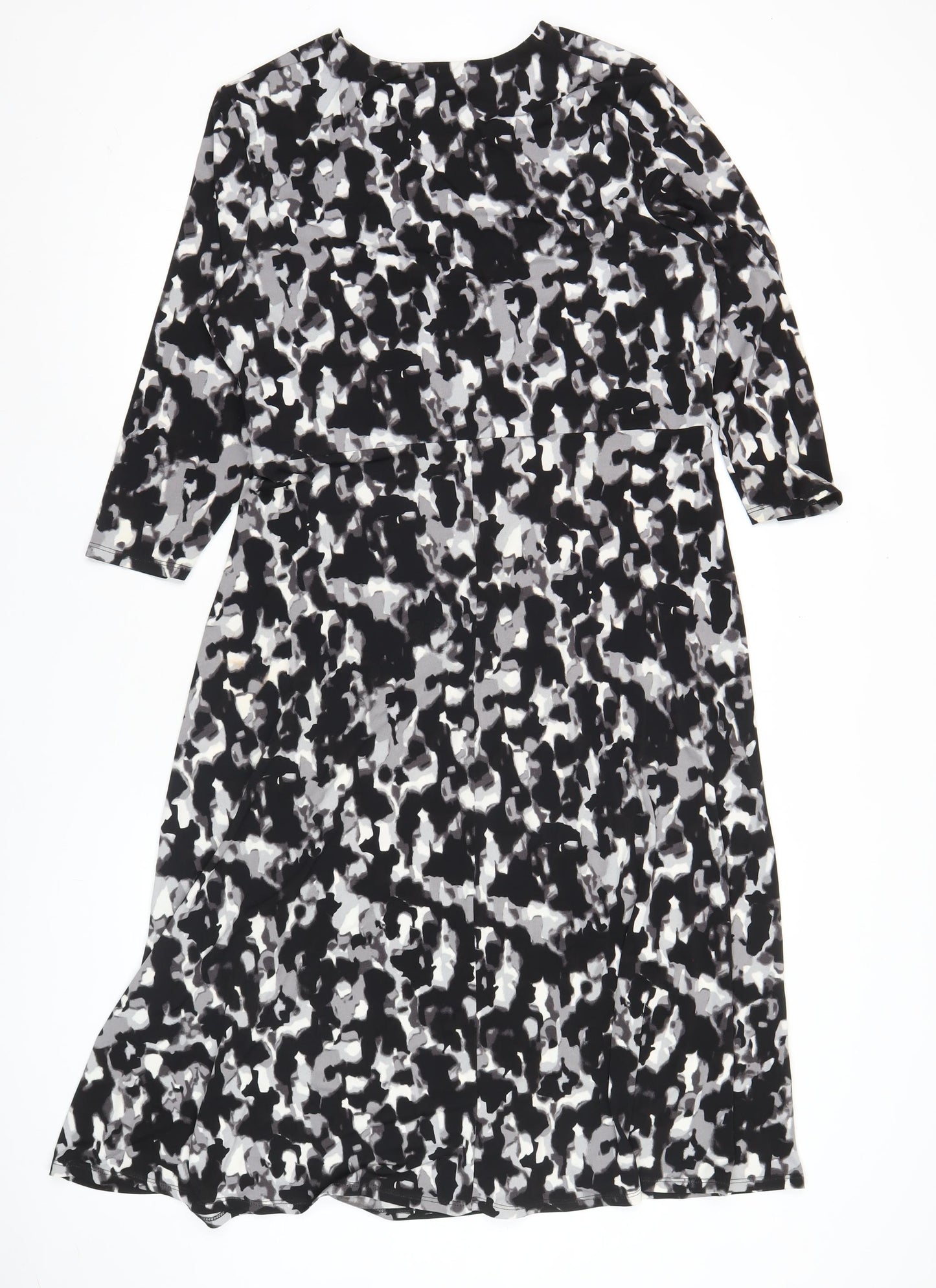 Windsmoor Women’s Black Grey Animal Print Wrap Dress Size 14