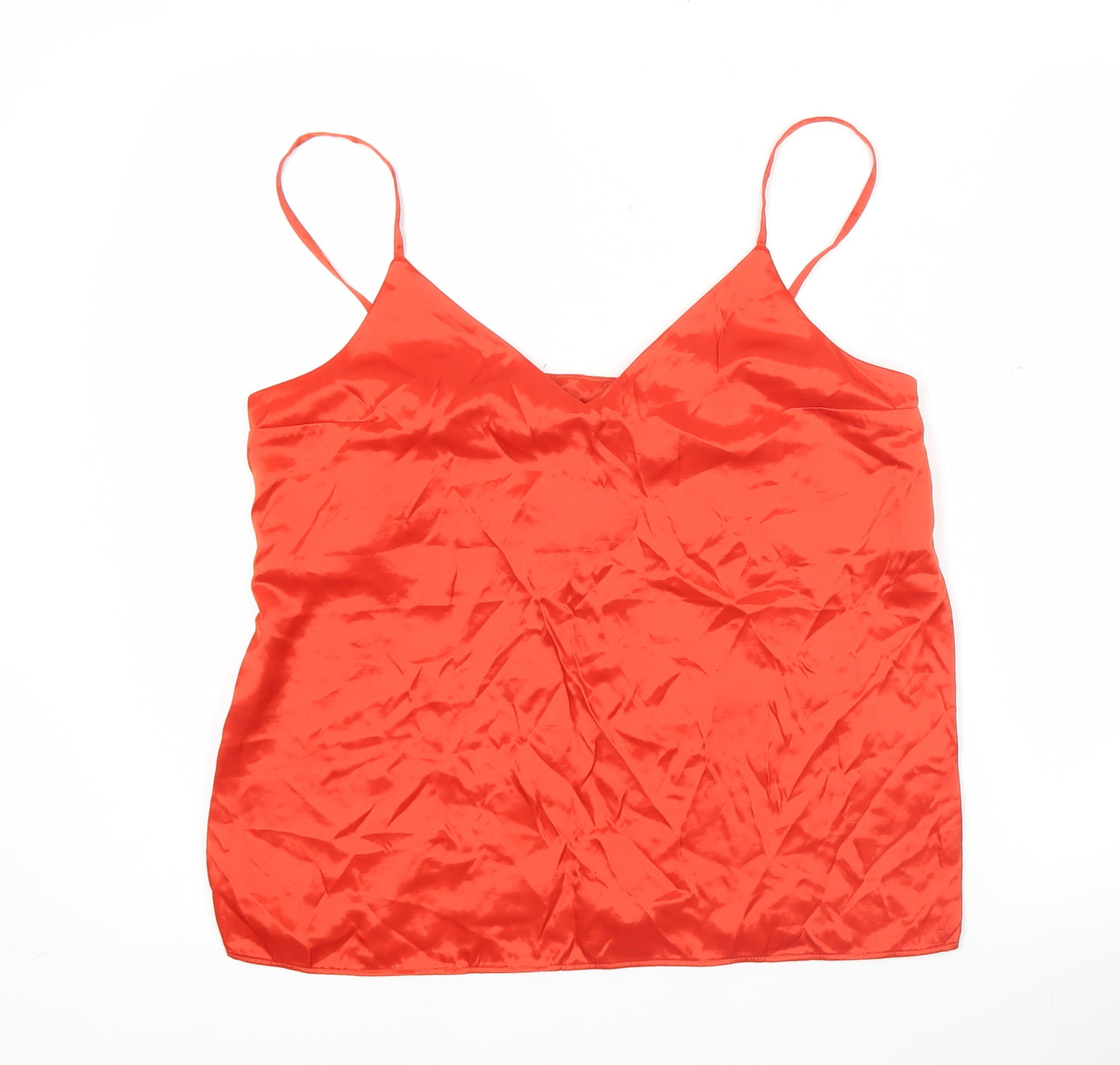 COS Women Red Satin Camisole Tank Top Size 10 Viscose Blend