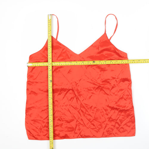 COS Women Red Satin Camisole Tank Top Size 10 Viscose Blend