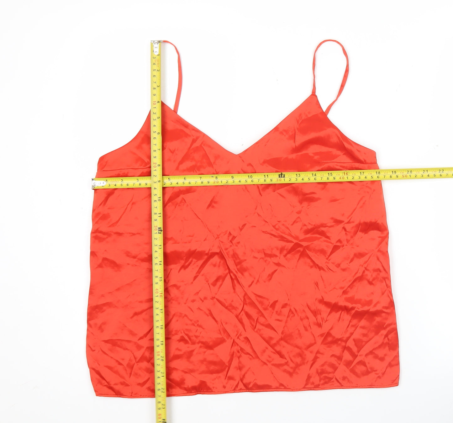 COS Women Red Satin Camisole Tank Top Size 10 Viscose Blend