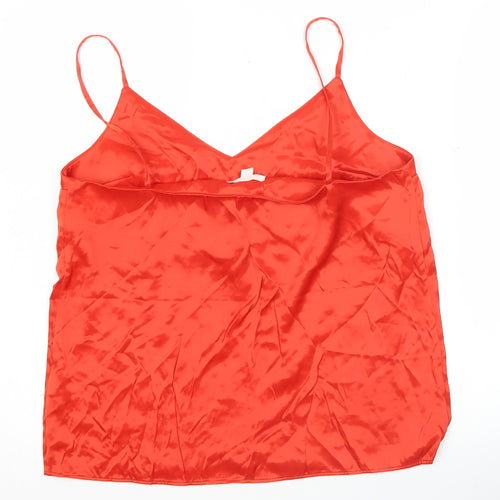 COS Women Red Satin Camisole Tank Top Size 10 Viscose Blend
