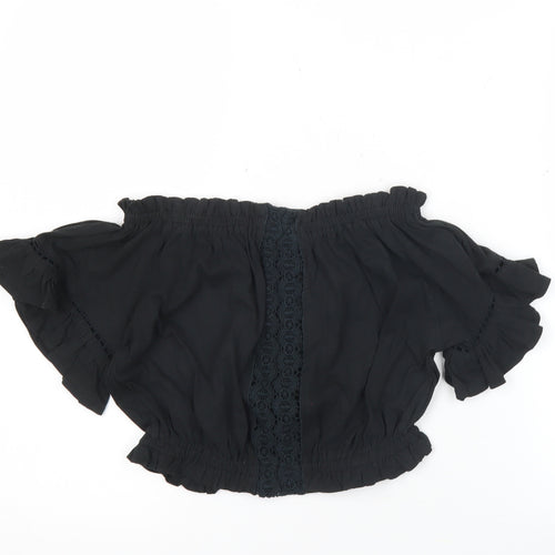 Select Women’s Black Off Shoulder Cropped Blouse UK 10 Summer Top