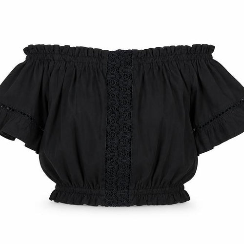 Select Women’s Black Off Shoulder Cropped Blouse UK 10 Summer Top