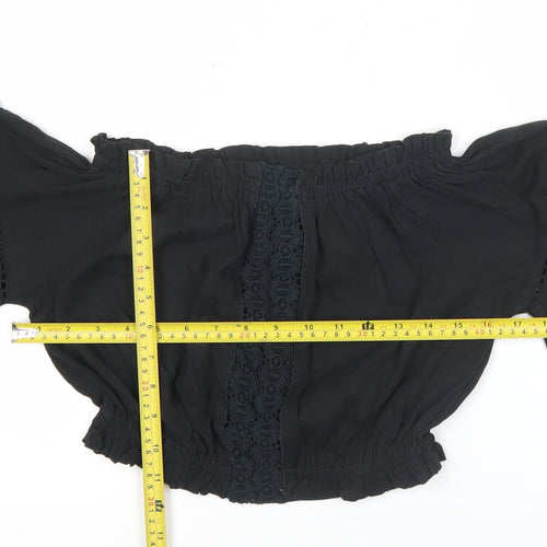 Select Women’s Black Off Shoulder Cropped Blouse UK 10 Summer Top