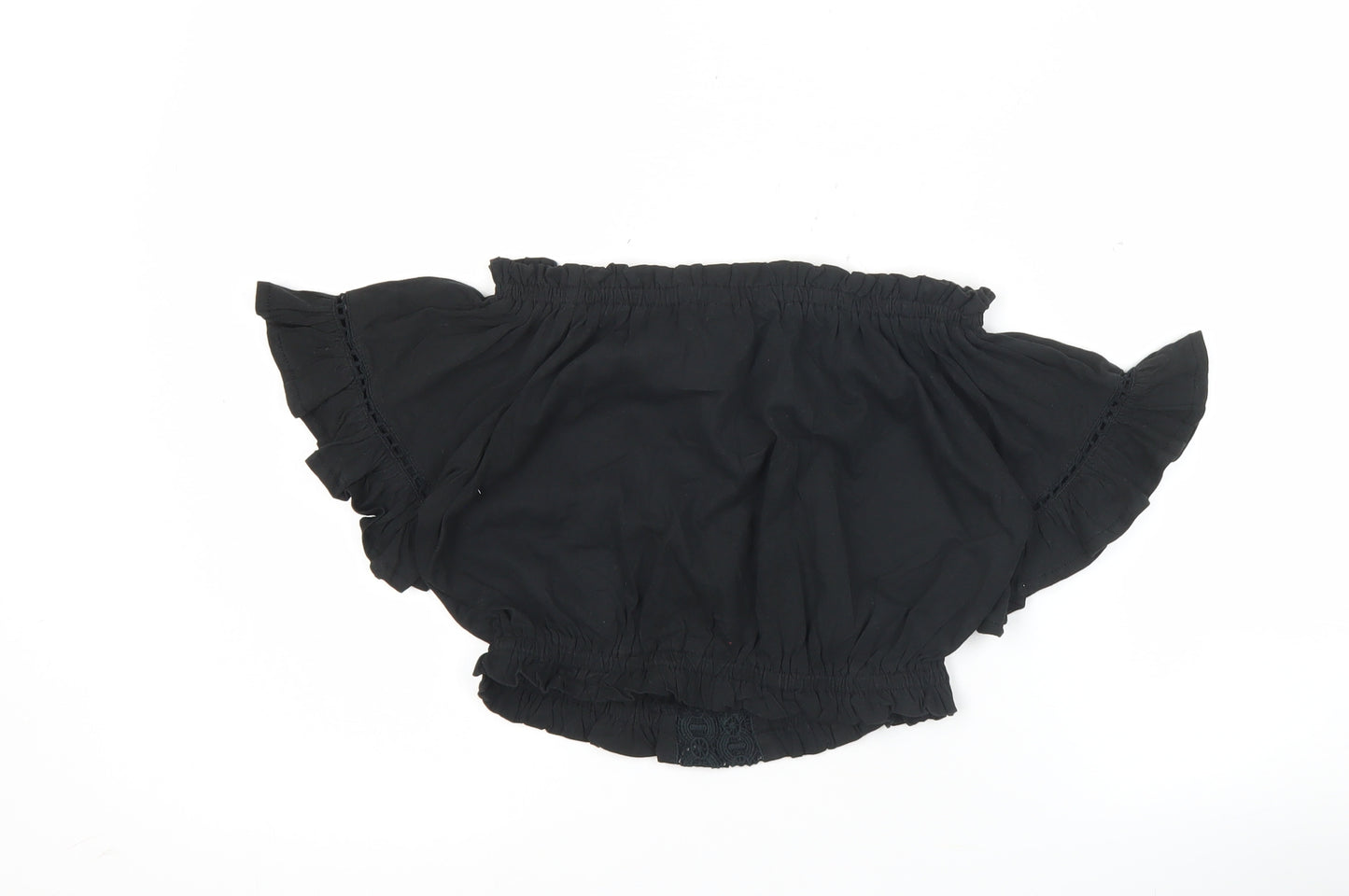 Select Women’s Black Off Shoulder Cropped Blouse UK 10 Summer Top