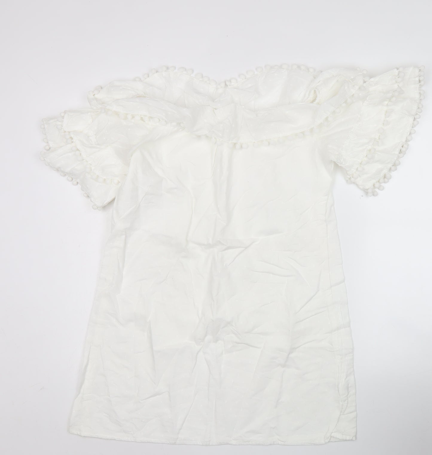 PrettyLittleThing Women’s White Off Shoulder Cotton Shift Dress Size 14