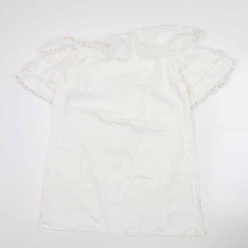 PrettyLittleThing Women’s White Off Shoulder Cotton Shift Dress Size 14
