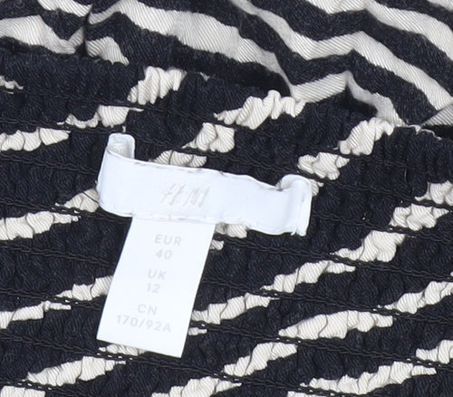 H&M Women Black Zebra Print Viscose Slip Dress UK 12