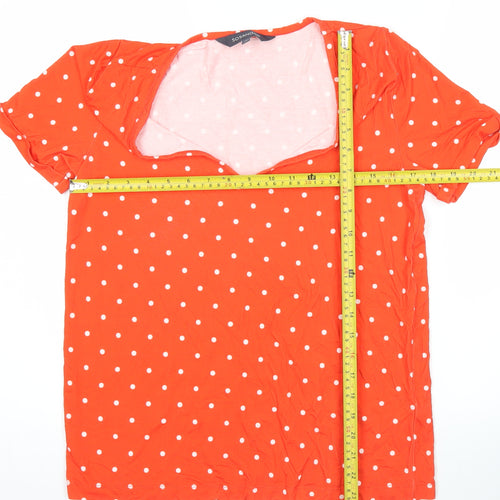 Sosandar Women Red Polka Dot V-Neck T-Shirt Size 12