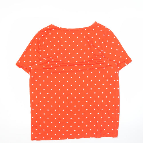Sosandar Women Red Polka Dot V-Neck T-Shirt Size 12