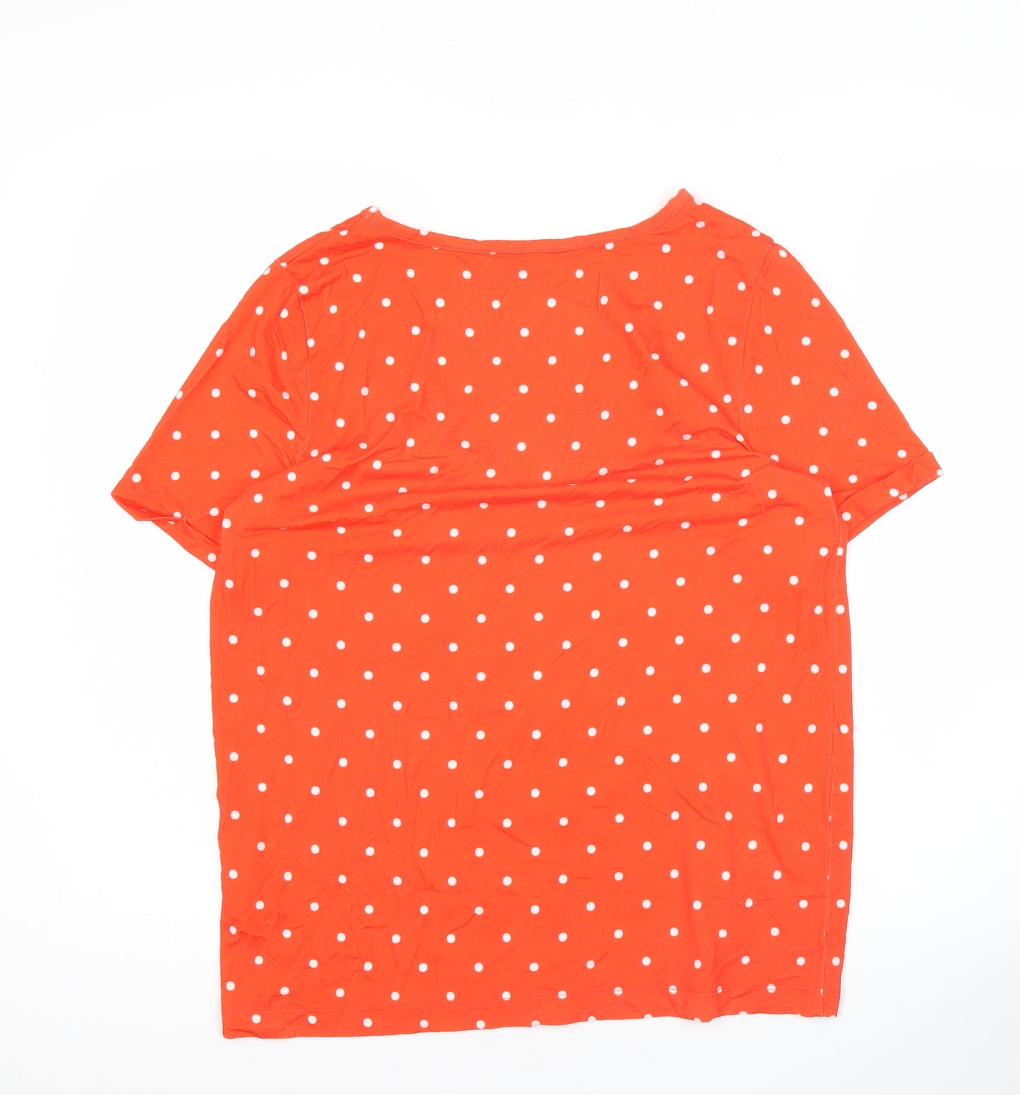 Sosandar Women Red Polka Dot V-Neck T-Shirt Size 12