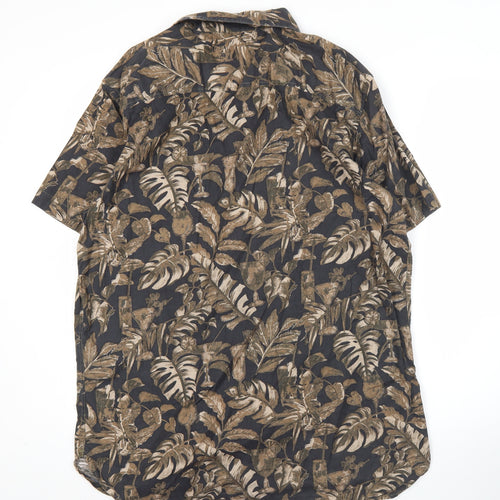 Jack & Jones Men’s Brown Hawaiian Floral Shirt XL Short Sleeve