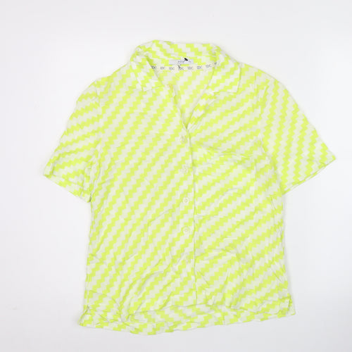 EDC Womens Yellow XS Geometric Button-Up Viscose Shirt