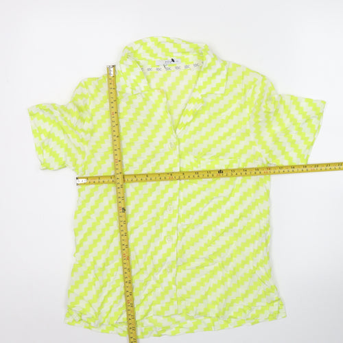 EDC Womens Yellow XS Geometric Button-Up Viscose Shirt