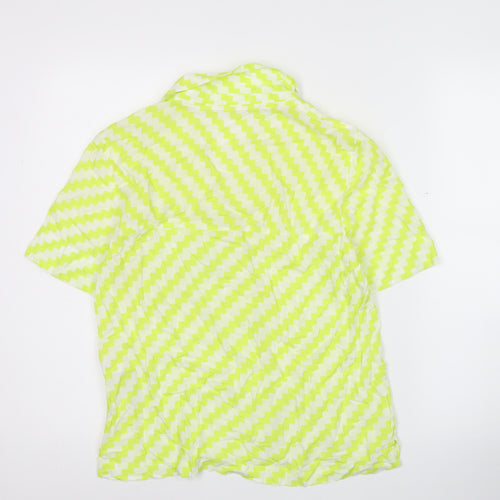 EDC Womens Yellow XS Geometric Button-Up Viscose Shirt