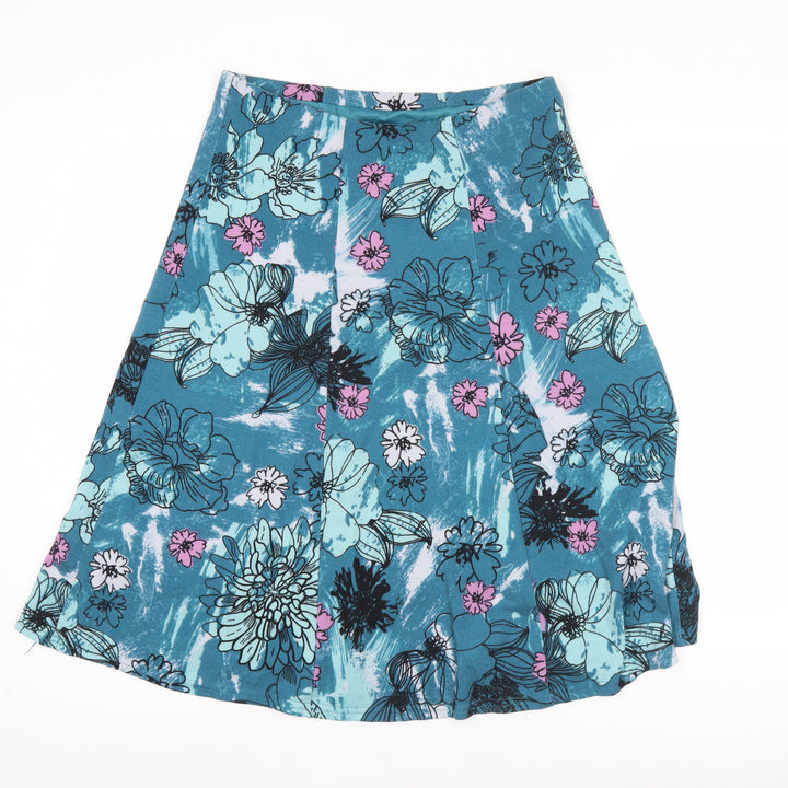 Honor Millburn Womens Blue Floral A-Line Knee Length Skirt Size 10