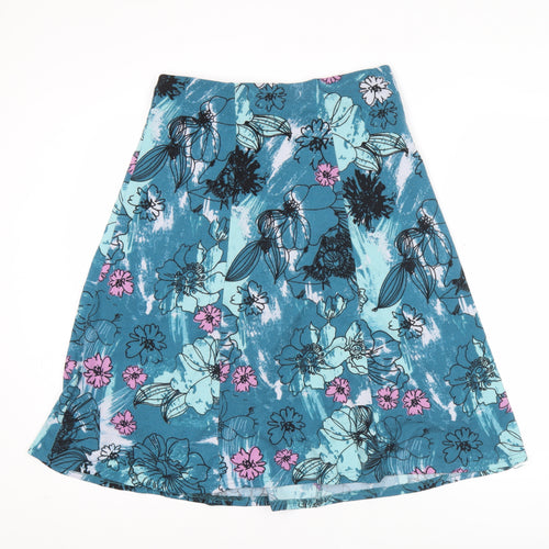 Honor Millburn Womens Blue Floral A-Line Knee Length Skirt Size 10