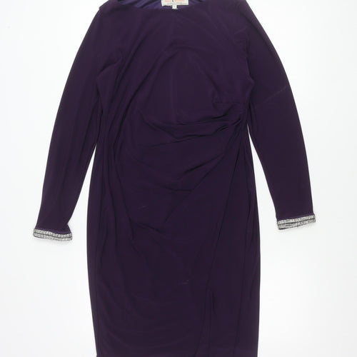 Dorothy Perkins Women’s Purple Sheath Dress Size 14 Beaded Cuff