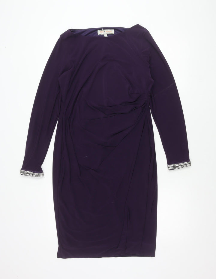 Dorothy Perkins Women’s Purple Sheath Dress Size 14 Beaded Cuff