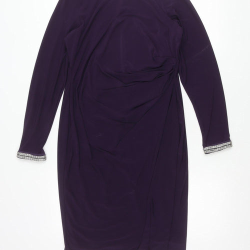 Dorothy Perkins Women’s Purple Sheath Dress Size 14 Beaded Cuff