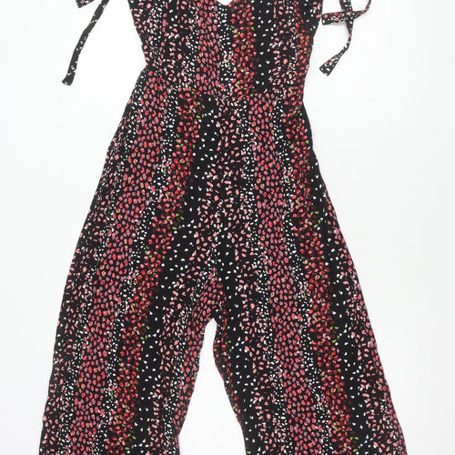 Topshop Women’s Petite Black Floral Wide-Leg Jumpsuit UK 10