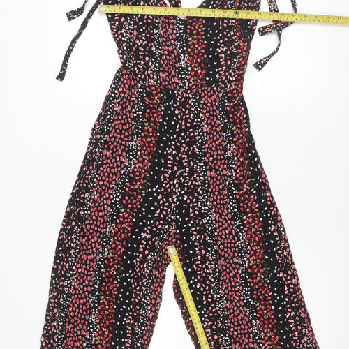 Topshop Women’s Petite Black Floral Wide-Leg Jumpsuit UK 10