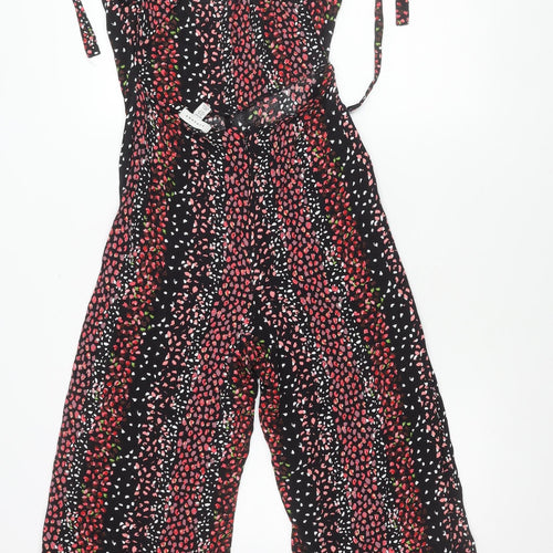 Topshop Women’s Petite Black Floral Wide-Leg Jumpsuit UK 10