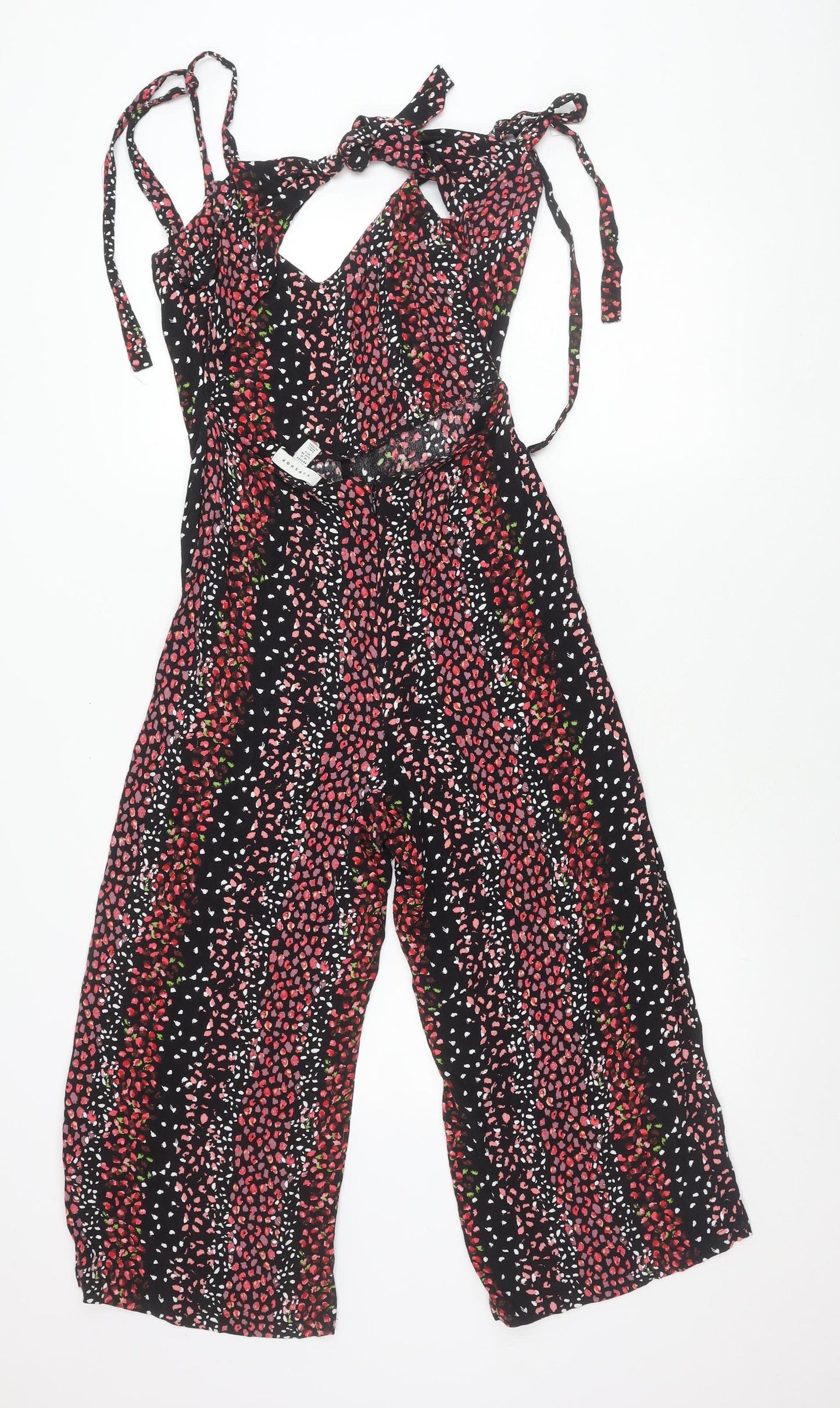 Topshop Women’s Petite Black Floral Wide-Leg Jumpsuit UK 10