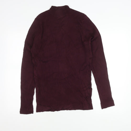 Zara Men’s Purple Mock Neck Slim Fit Pullover Jumper M