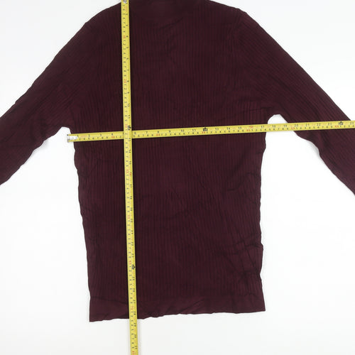 Zara Men’s Purple Mock Neck Slim Fit Pullover Jumper M