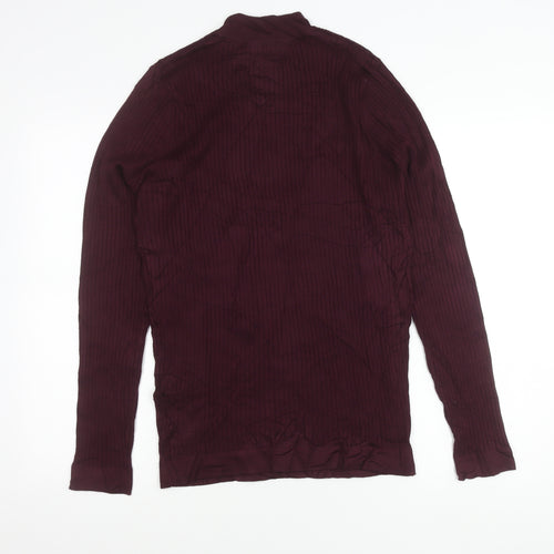 Zara Men’s Purple Mock Neck Slim Fit Pullover Jumper M