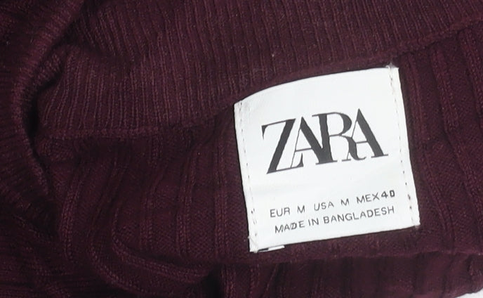Zara Men’s Purple Mock Neck Slim Fit Pullover Jumper M