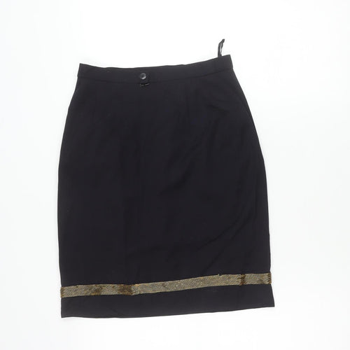 Escada Women’s Black Wool Beaded Pencil Skirt Size 8