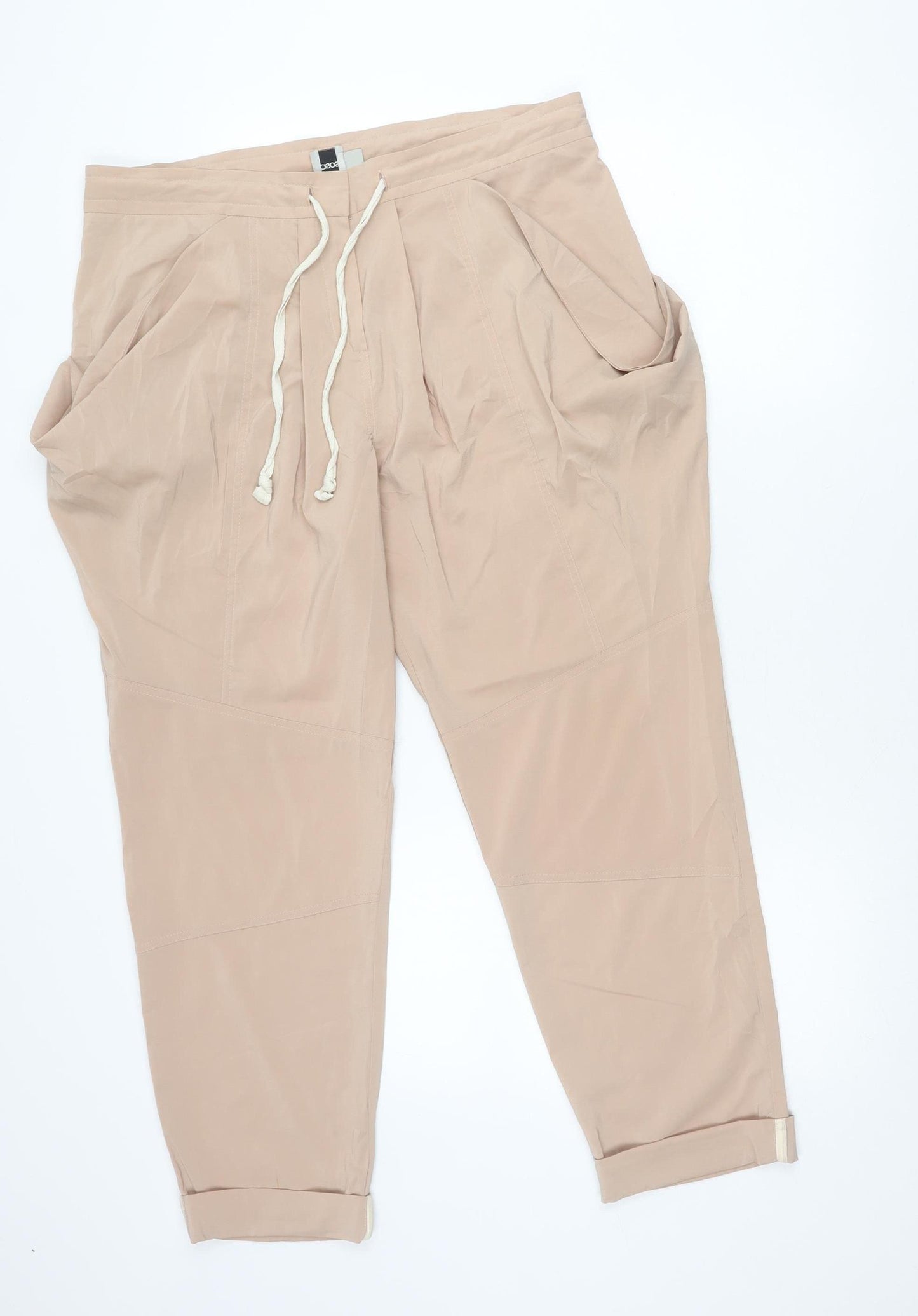 ASOS Women’s Beige Jogger Trousers Size 14 Polyester Elastane