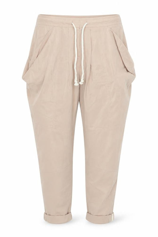 Front view of ASOS Women’s Beige Jogger Trousers, size UK 14, Polyester Elastane