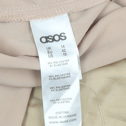 ASOS Women’s Beige Jogger Trousers Size 14 Polyester Elastane