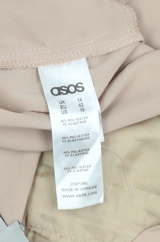 ASOS Women’s Beige Jogger Trousers Size 14 Polyester Elastane