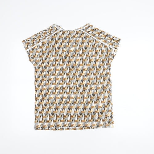 Next Women’s Brown Geometric V-Neck Short Sleeve T-Shirt UK 6