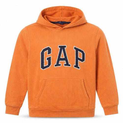GAP Boys Orange Pullover Hoodie 13 Years Logo Fleece Cotton Blend