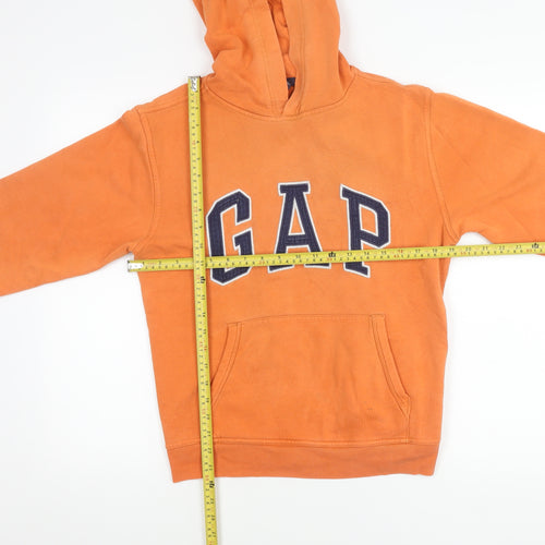 GAP Boys Orange Pullover Hoodie 13 Years Logo Fleece Cotton Blend