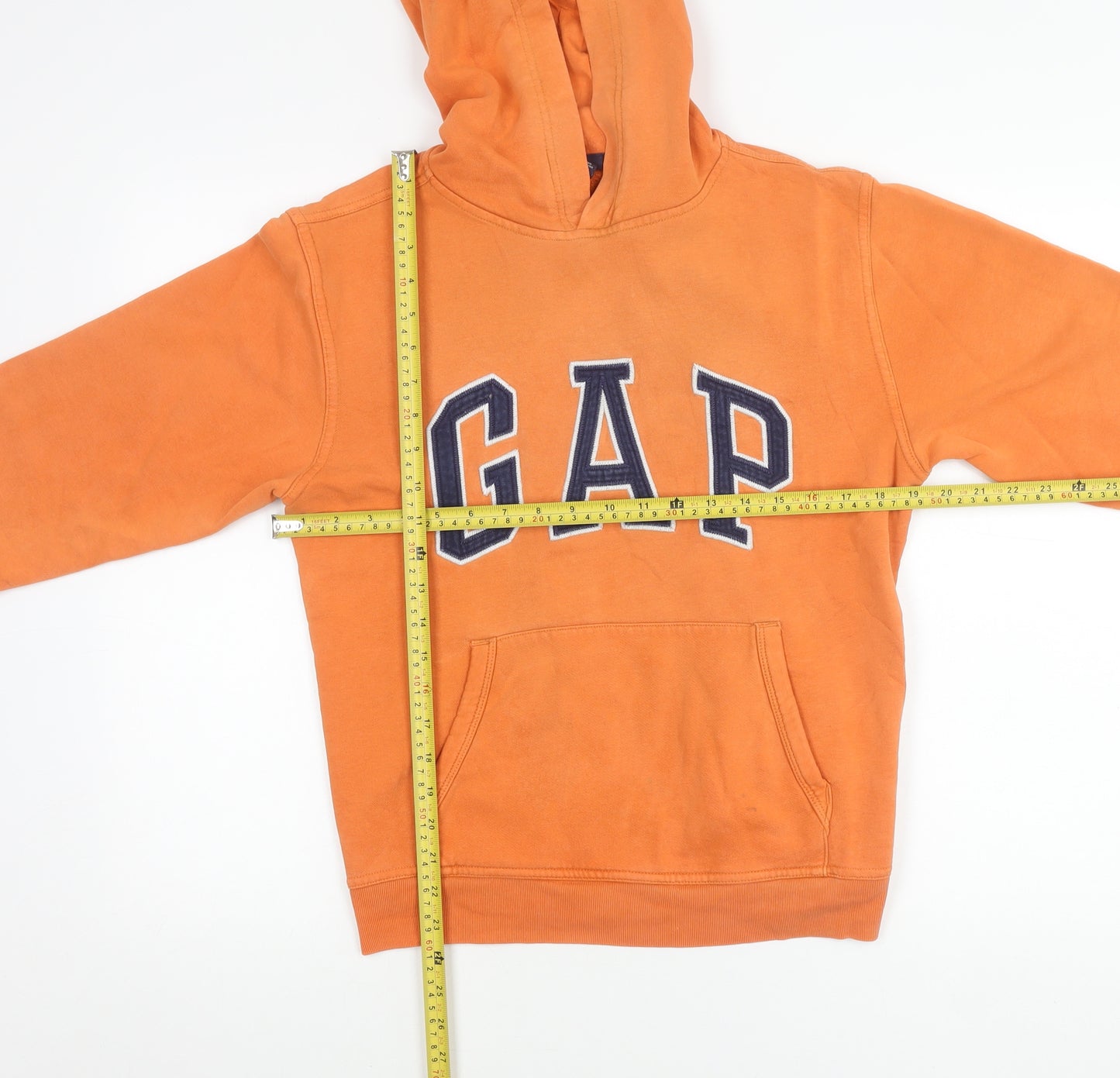 GAP Boys Orange Pullover Hoodie 13 Years Logo Fleece Cotton Blend