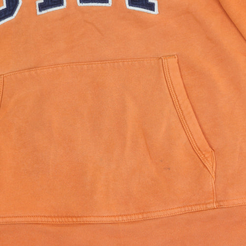 GAP Boys Orange Pullover Hoodie 13 Years Logo Fleece Cotton Blend