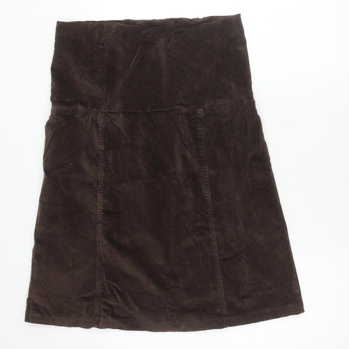 Funmum Women Brown L Maternity Knee Length Pencil Skirt Cotton Blend